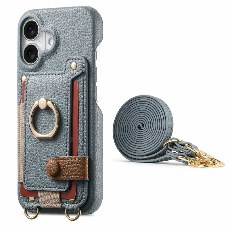 ALMA ETHEREAL Phone Case with Wallet and Ring Holder - Blue