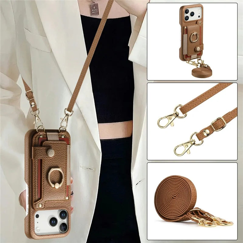 ALMA ETHEREAL Phone Case with Wallet and Ring Holder - Brown